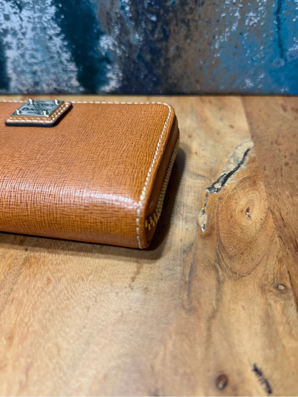 Dooney & Bourke Classic Saffiano Leather Zip Wristlet Wallet Warm Gingerbread